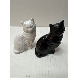 Lot Of 2 -AVON 1970s Black & White Cats Figurines Cologne Bottles